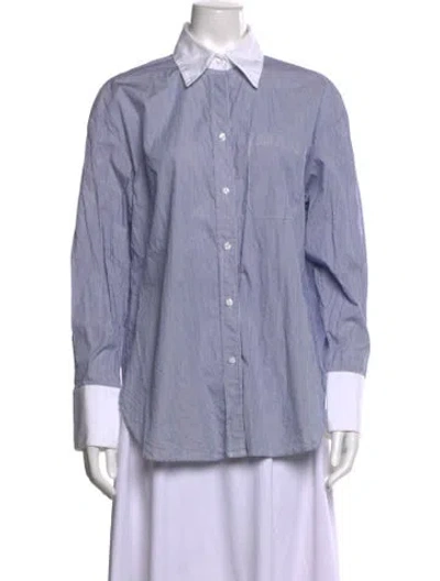 Pre-owned Twp Striped Long Sleeve Button-up Top In Purple