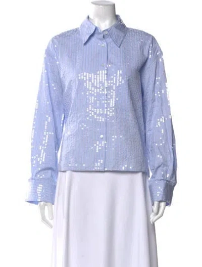 Pre-owned Twp Striped Long Sleeve Button-up Top W/ Tags In Blue