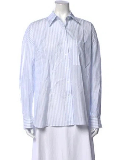 Pre-owned Twp Striped Long Sleeve Button-up Top W/ Tags In Blue/white