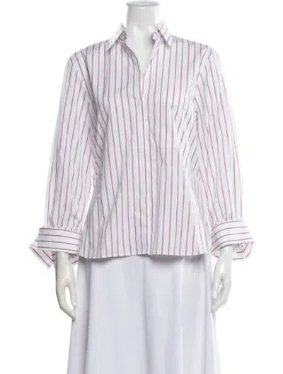 Pre-owned Twp Striped Long Sleeve Button-up Top W/ Tags In White
