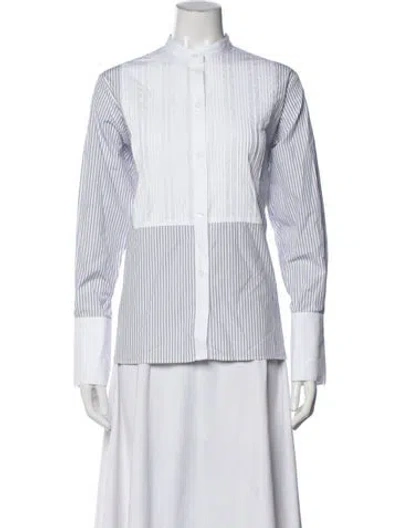 Pre-owned Twp Striped Long Sleeve Button-up Top W/ Tags In White
