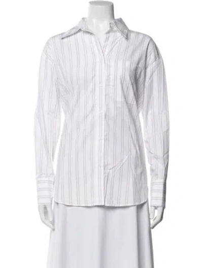 Pre-owned Twp Striped Long Sleeve Button-up Top W/ Tags In White