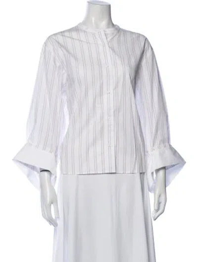Pre-owned Twp Striped Long Sleeve Button-up Top W/ Tags In White