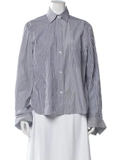 Pre-owned Twp Striped Long Sleeve Button-up Top In White