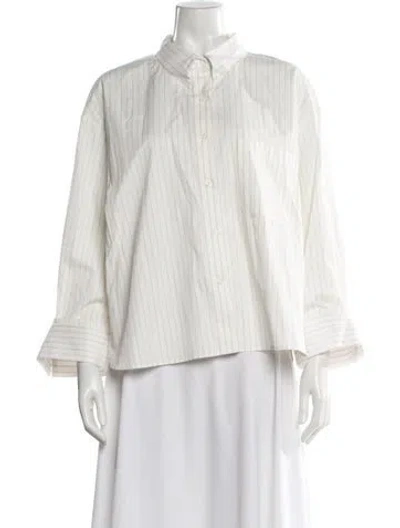 Pre-owned Twp Striped Long Sleeve Button-up Top In White
