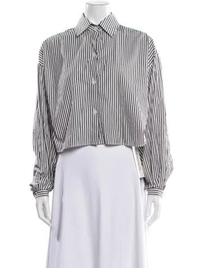 Pre-owned Twp Striped Long Sleeve Button-up Top In White