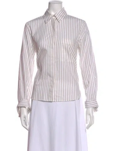 Pre-owned Twp Striped Long Sleeve Button-up Top In White