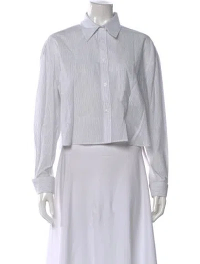 Pre-owned Twp Striped Long Sleeve Button-up Top In White
