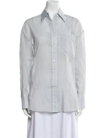 Pre-owned Twp Striped Long Sleeve Button-up Top In White