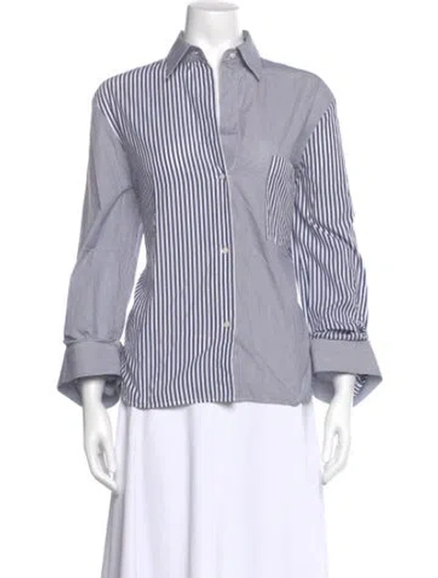 Pre-owned Twp Striped Long Sleeve Button-up Top In White