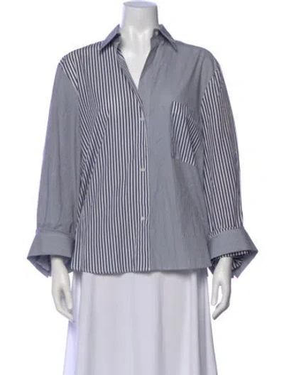 Pre-owned Twp Striped Long Sleeve Button-up Top In White