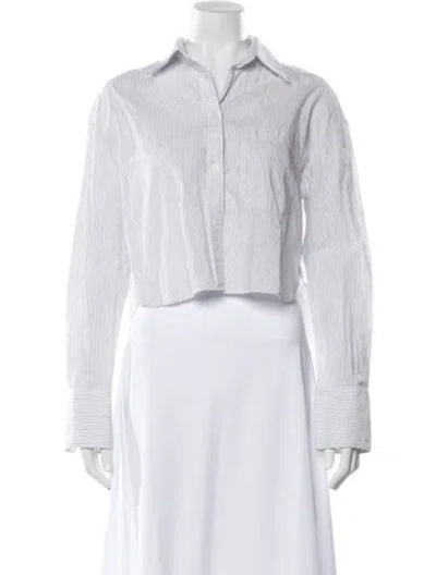 Pre-owned Twp Striped Long Sleeve Button-up Top In White