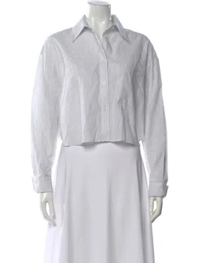 Pre-owned Twp Striped Long Sleeve Button-up Top In White