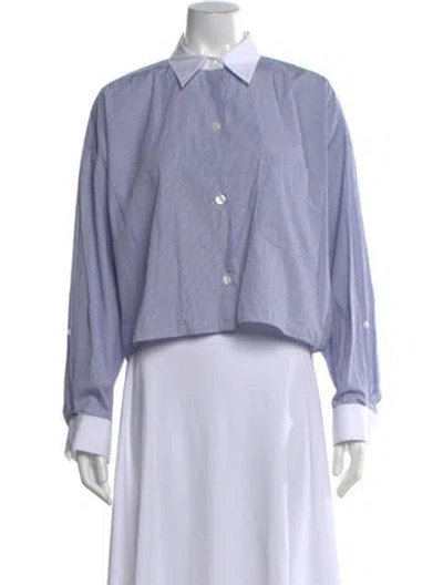Pre-owned Twp Striped Long Sleeve Button-up Top In White