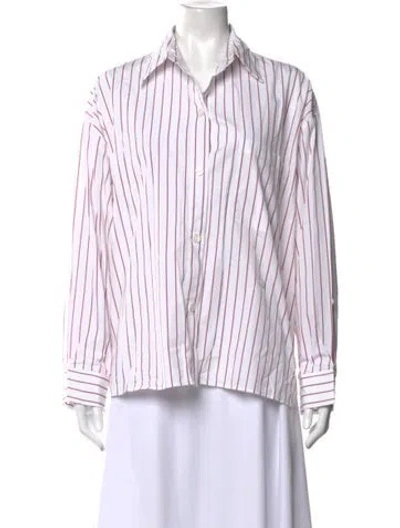 Pre-owned Twp Striped Long Sleeve Button-up Top In White