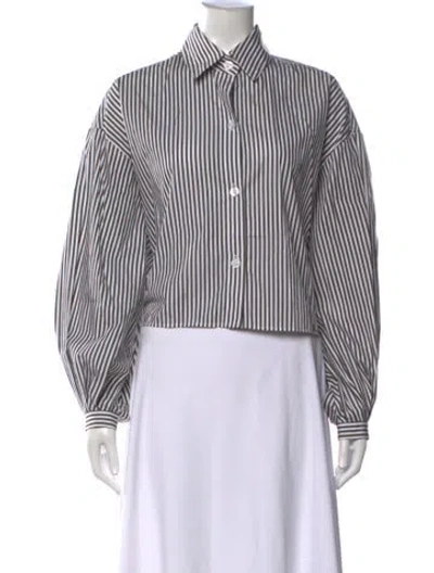 Pre-owned Twp Striped Long Sleeve Button-up Top In White