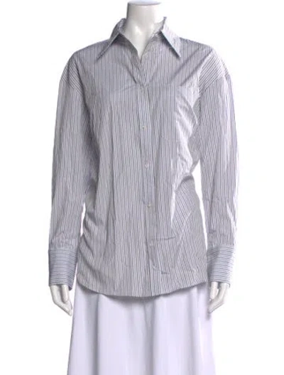 Pre-owned Twp Striped Long Sleeve Button-up Top In White
