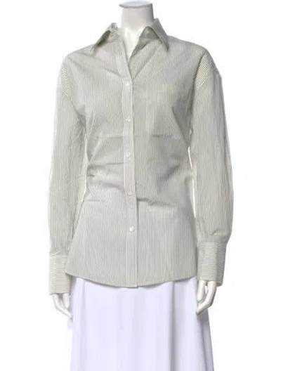 Pre-owned Twp Striped Long Sleeve Button-up Top In White