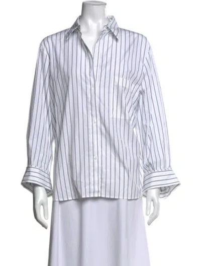 Pre-owned Twp Striped Long Sleeve Button-up Top In White