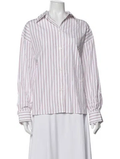 Pre-owned Twp Striped Long Sleeve Button-up Top In White