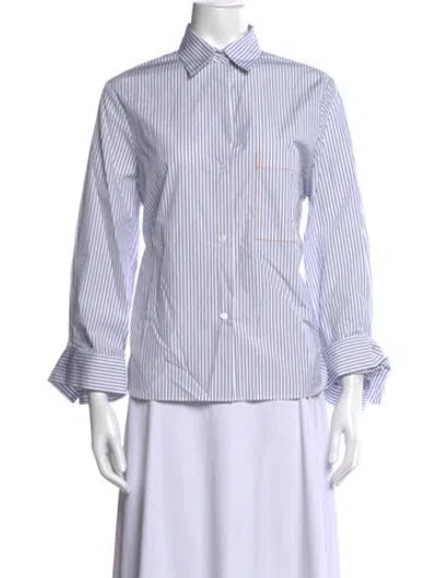 Pre-owned Twp Striped Long Sleeve Button-up Top In White