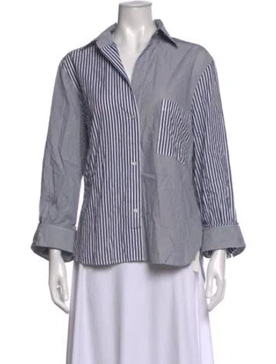 Pre-owned Twp Striped Long Sleeve Button-up Top In White
