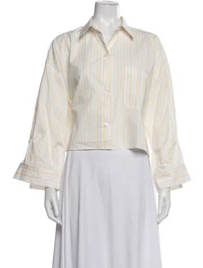 Pre-owned Twp Striped Long Sleeve Button-up Top In White