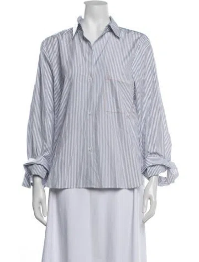 Pre-owned Twp Striped Long Sleeve Button-up Top In White