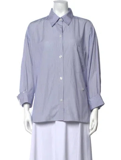 Pre-owned Twp Striped Long Sleeve Button-up Top In White
