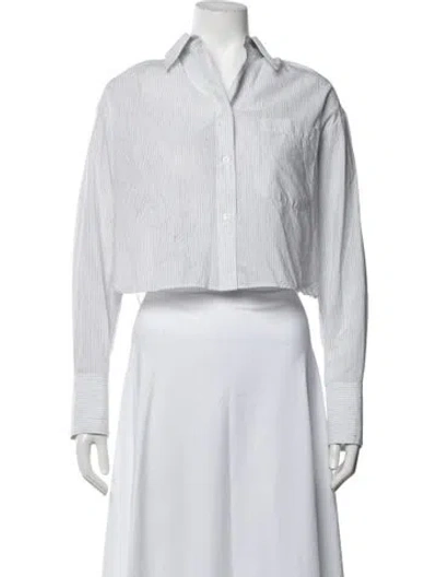 Pre-owned Twp Striped Long Sleeve Button-up Top In White