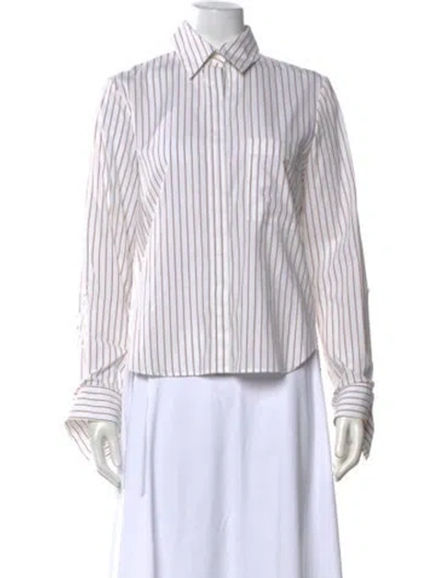 Pre-owned Twp Striped Long Sleeve Button-up Top In White