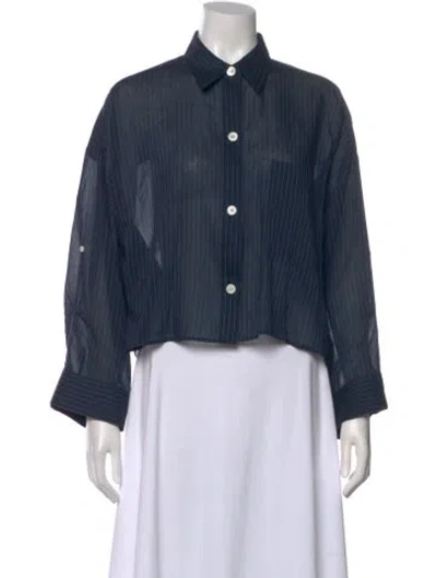 Pre-owned Twp Striped Long Sleeve Crop Top