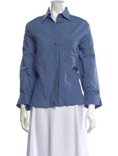 Pre-owned Twp Striped Long Sleeve Top In Blue