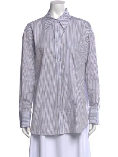 Pre-owned Twp Striped Long Sleeve Top In White
