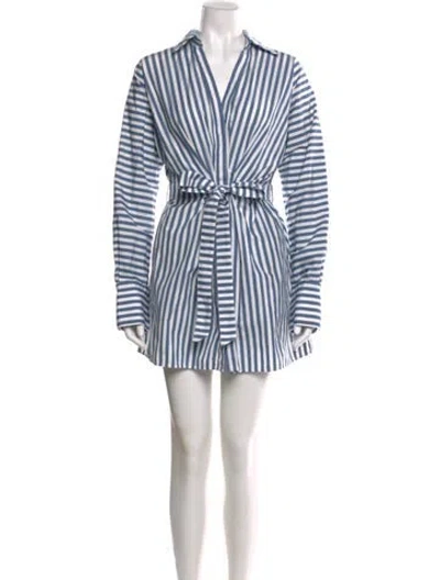Pre-owned Twp Striped Mini Dress In Blue