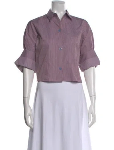 Pre-owned Twp Striped Short Sleeve Button-up Top In Multi