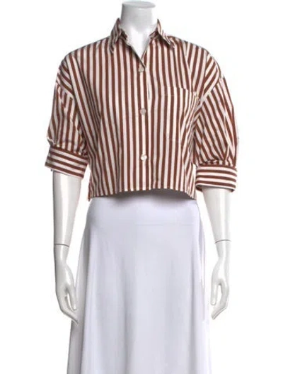 Pre-owned Twp Striped Short Sleeve Button-up Top In Multi