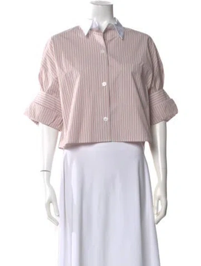 Pre-owned Twp Striped Short Sleeve Button-up Top W/ Tags In Pink