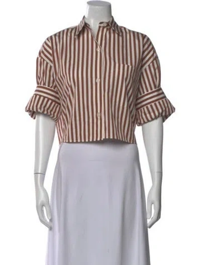 Pre-owned Twp Striped Short Sleeve Crop Top In Multi