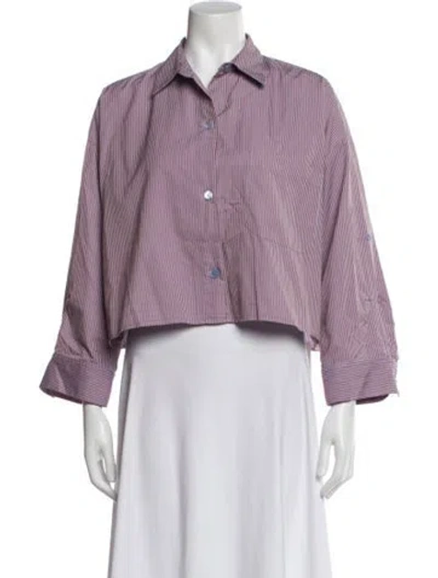 Pre-owned Twp Striped Three-quarter Sleeve Button-up Top In Multi