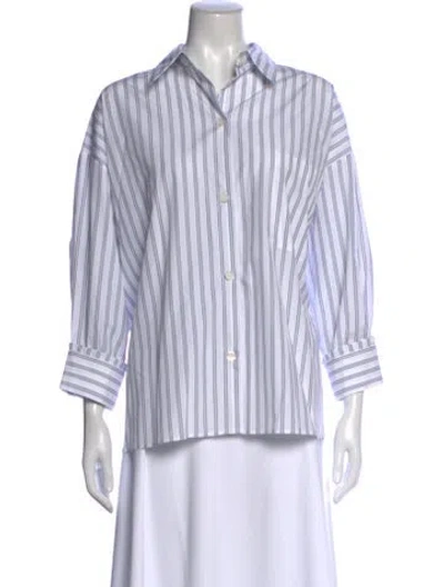 Pre-owned Twp Striped Three-quarter Sleeve Button-up Top In Multi