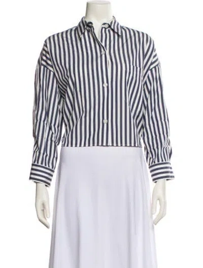 Pre-owned Twp Striped Three-quarter Sleeve Button-up Top W/ Tags In Multi