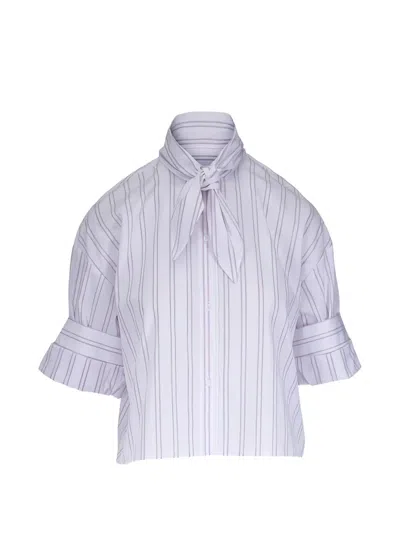 Twp Striped Tie Blouse In Blue