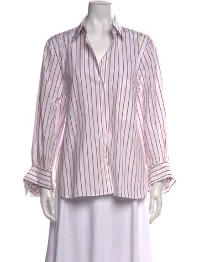 Pre-owned Twp Striped V-neck Button-up Top In Multi