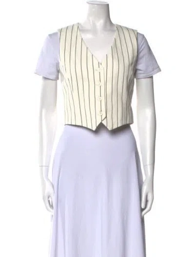 Pre-owned Twp Striped V-neck Crop Top In Neutral