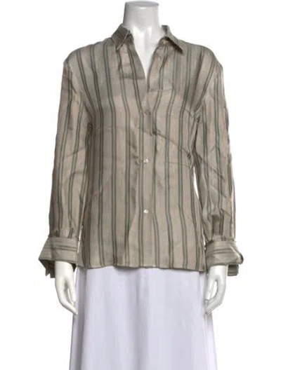 Pre-owned Twp Striped V-neck Top W/ Tags In Neutrals