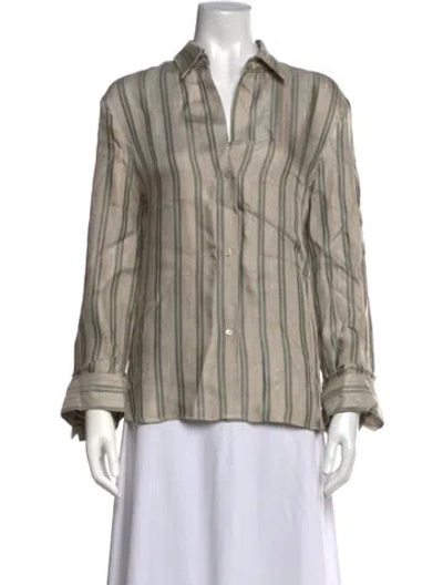 Pre-owned Twp Striped V-neck Top W/ Tags In Neutrals