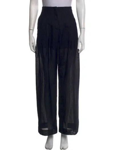 Pre-owned Twp Striped Wide Leg Pants In Black