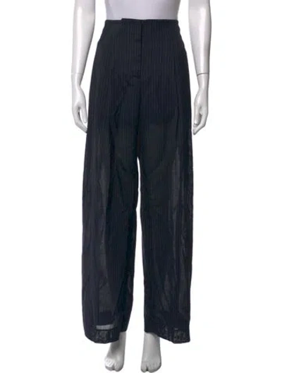 Pre-owned Twp Striped Wide Leg Pants In Black