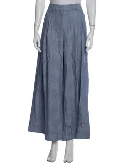 Pre-owned Twp Striped Wide Leg Pants In Blue/white